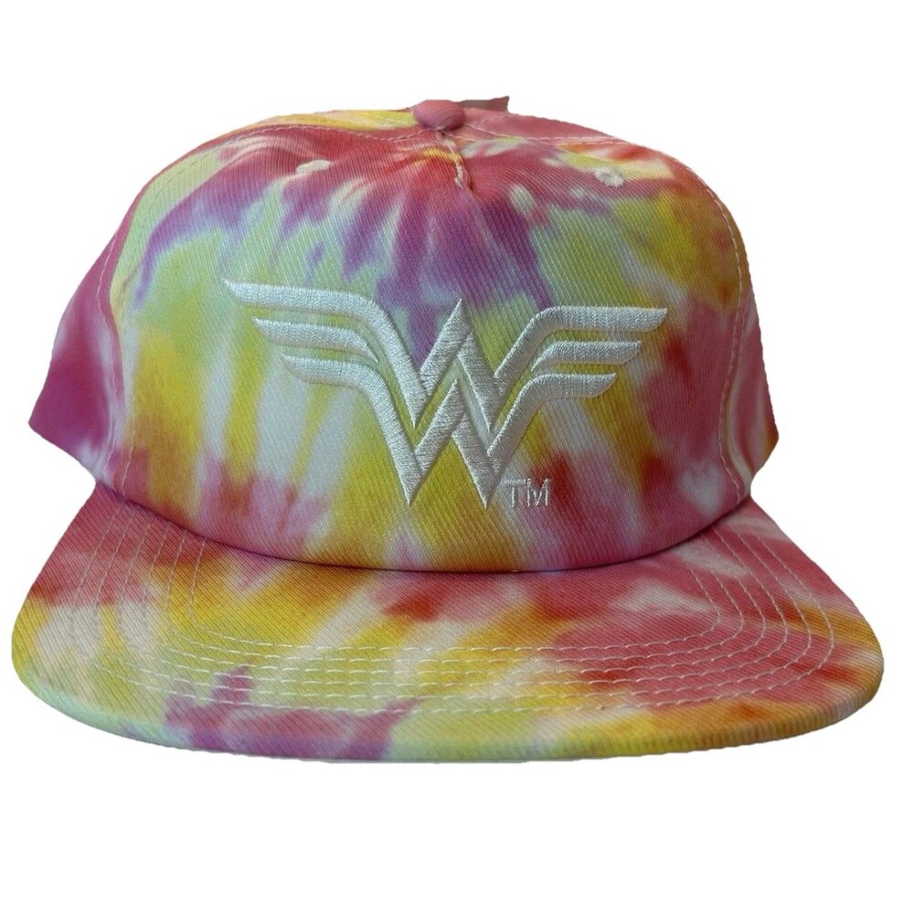 WONDER WOMEN DC Comics Tye Dye Snapback Hat Baseball Cap WW Logo NWOT